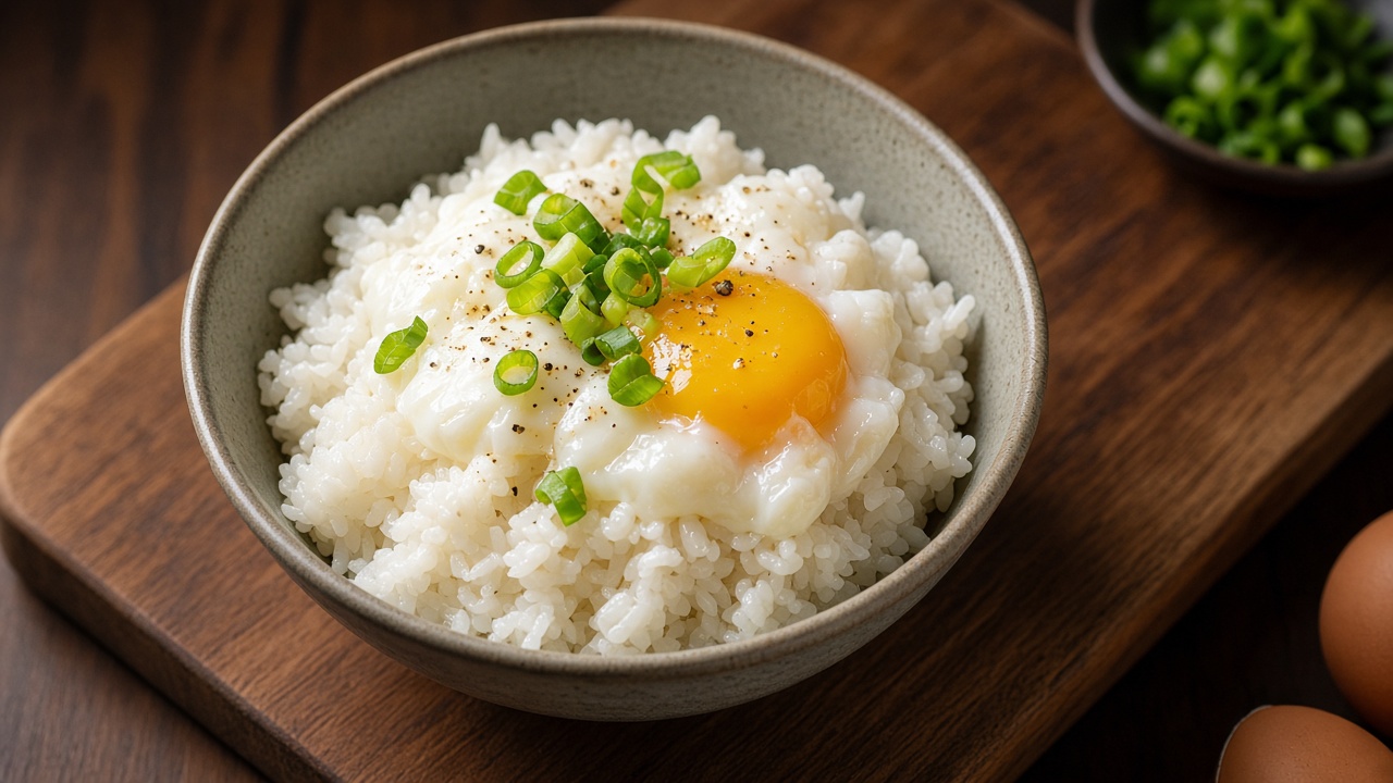 白飯、蛋與蔥